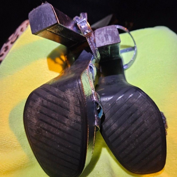 ZARA BLUE METALLIC STRAPPY PLATFORM SANDALS Sz 37/6.5 - Picture 7 of 7